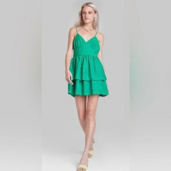 wild fable | Dresses | Womens Sleeveless Tiered Fit Flare Dress Wild Fable  Green Size X Nwt | Poshmark